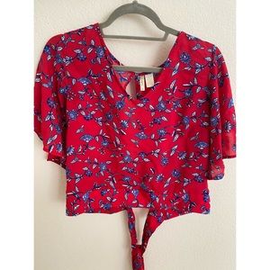 Japan Red Top with Tie Back